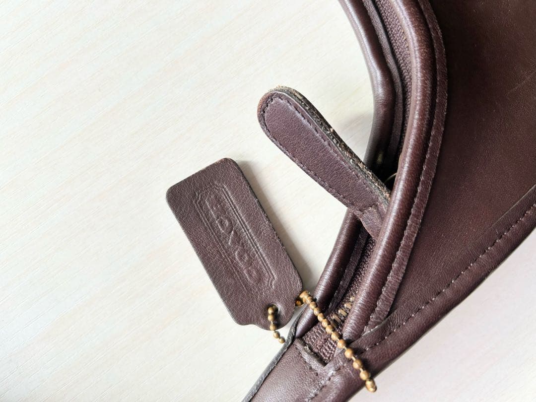 OLD COACH ダークブラウン レザー ショルダーバッグ 焦茶