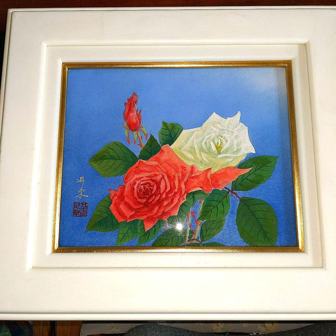 【最終価格】日本画　五十川昇乗筆　ばら