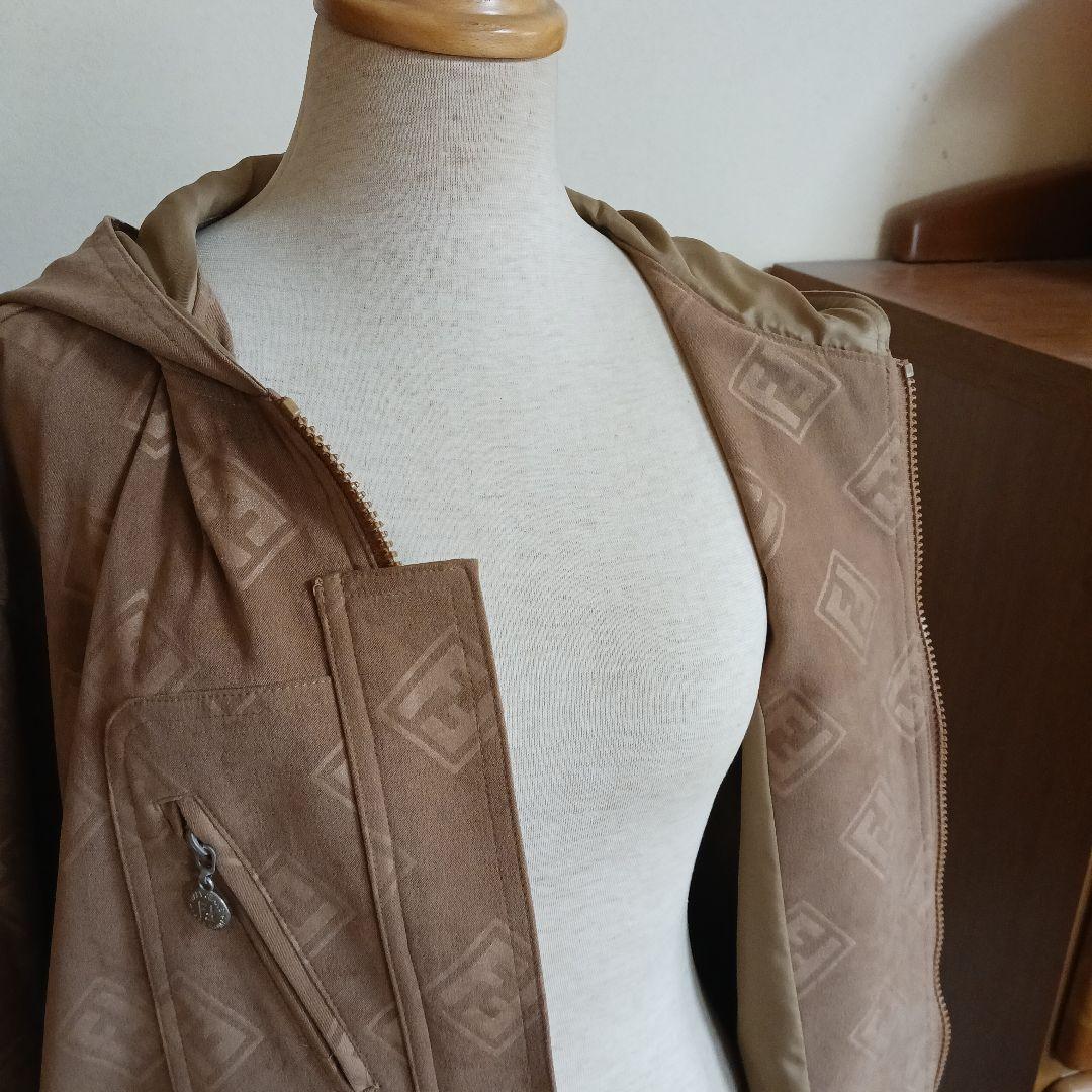 FENDI フェンディ ベージュ ヴィンテージ フード付き モノグラムジャケット