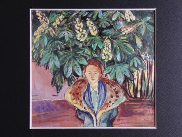 ムンク、『栗の木の下で』、希少な画集より、新品高級額・額装付