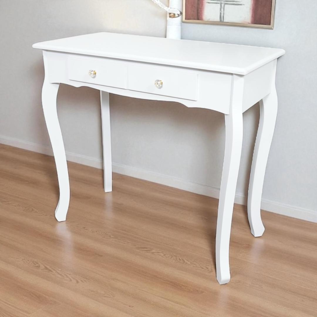 アウトレット家具　デスクテーブル　クリスタル調取っ手　エレガント　姫系