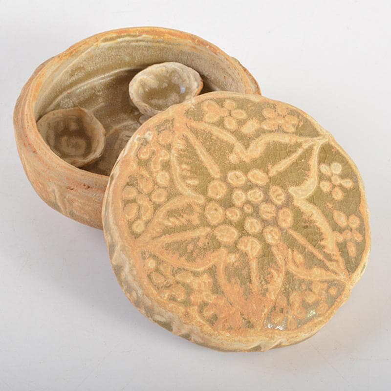 中国　越州窯青磁　花文　蓋物　盒子　N　7292E