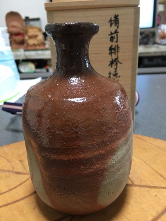 備前焼 末田恵作 緋襷徳利 個展作品再値下げ
