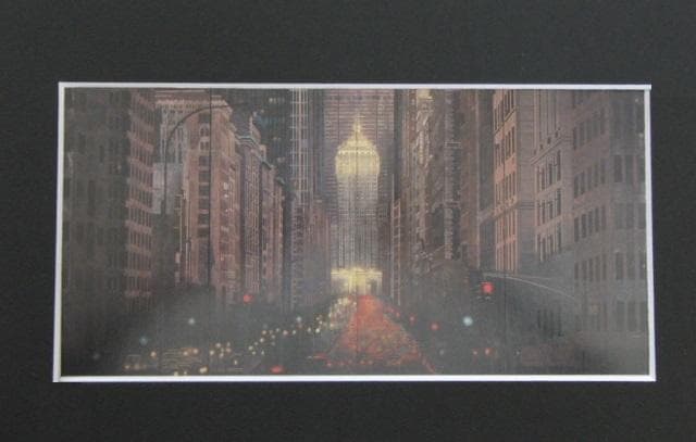 岩波昭彦、【パーク・アベニュー】、希少な額装用画集より、新品額装付、状態良好