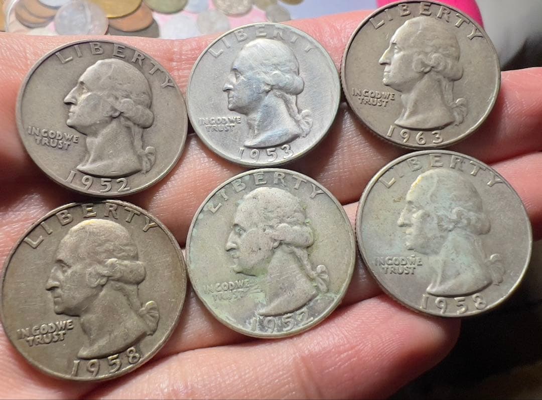 アメリカ　USA 25セント　銀貨　おまとめ6枚　美品　まとめ買い大歓迎