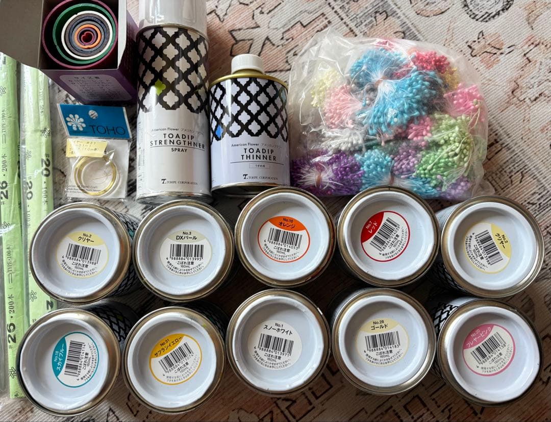 アメリカンフラワー　クラフト素材セット（ディップ液・ストレンスナー・うすめ液)