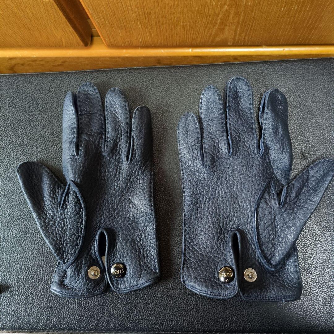 小物 DENTS MEN'S LEATHER GLOVE PECCARY NAVY