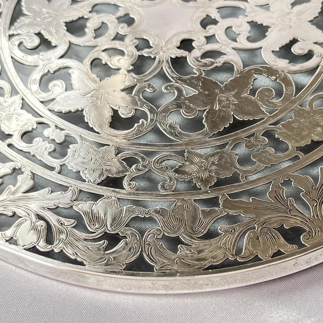 【WEBSTER】【純銀/ガラス】のティーセンター 20cm！スターリング