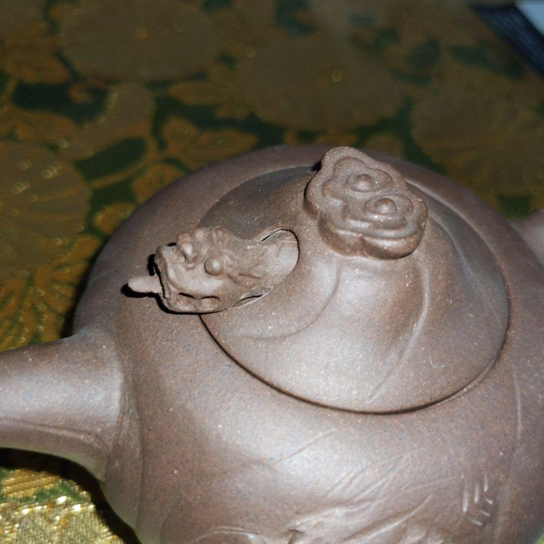 【最終価格】中国　紫砂朱泥　彫刻入　急須水滴