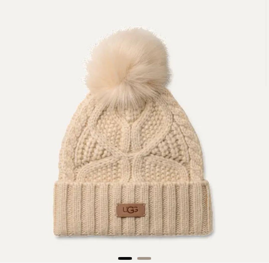 UGG ケーブル ビーニー ニット帽 クリーム ベージュ
