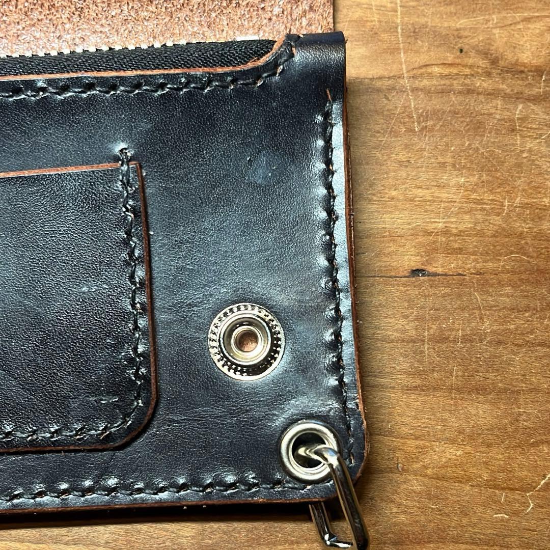 茶芯ハンドメイドトラッカーウォレット タロンジップ ウォレットチェーンセット