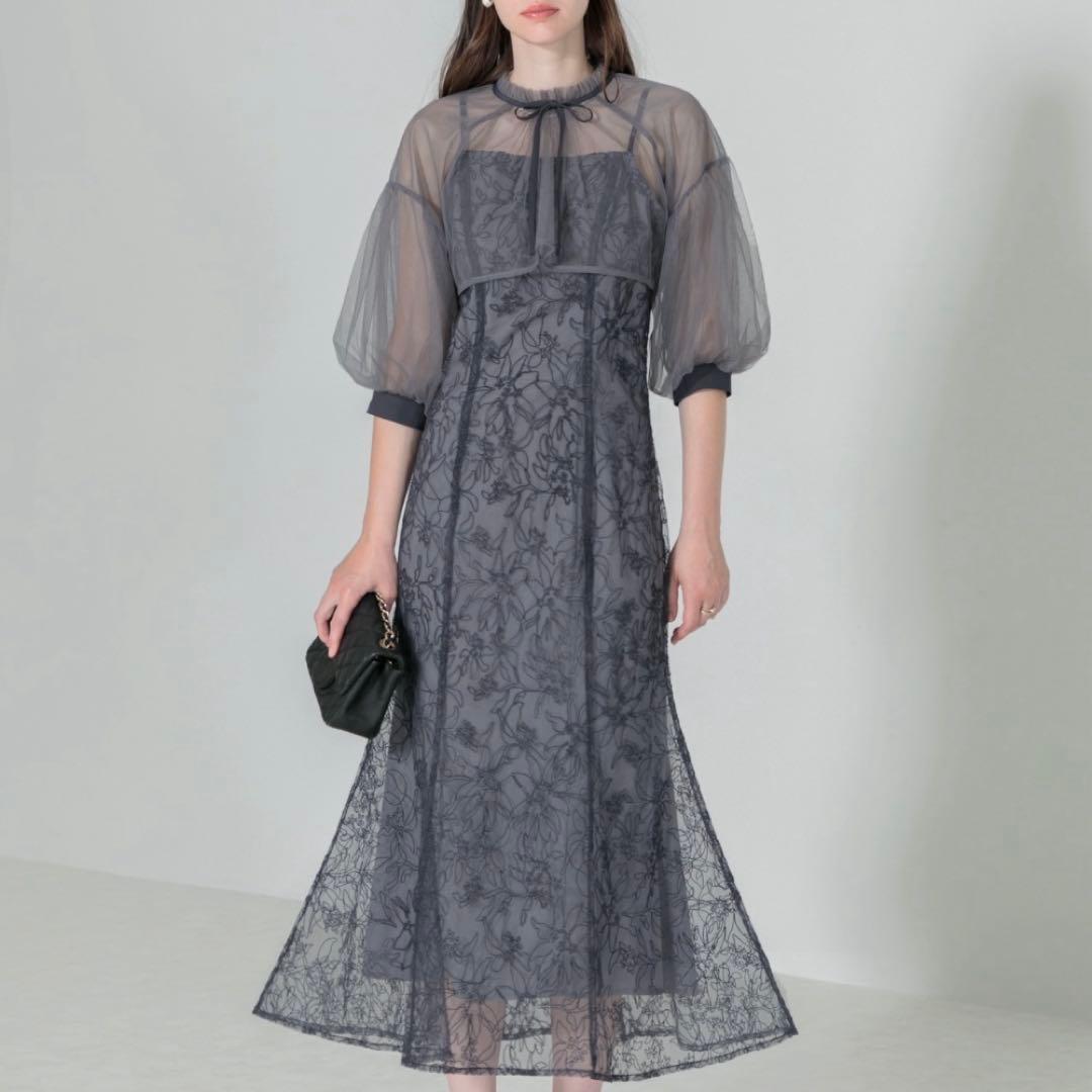 Leja リボンシアーボレロレースマーメイドワンピースドレス