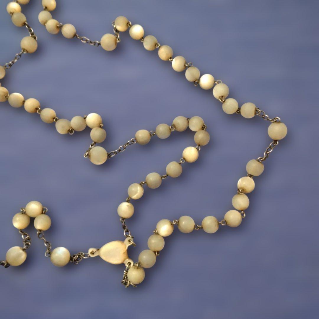 お値下げ　アンティーク　ロザリオ　マザーオブパール　フランス