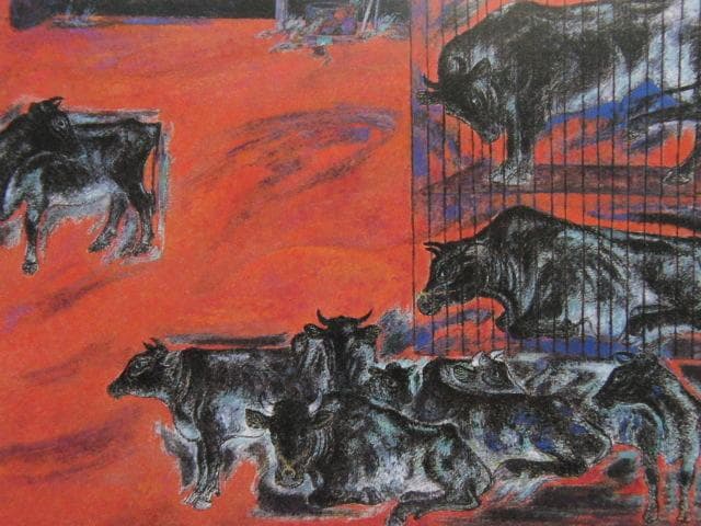 仲村進、【きのう今日あした】、希少な額装用画集より、新品額装付、状態良好