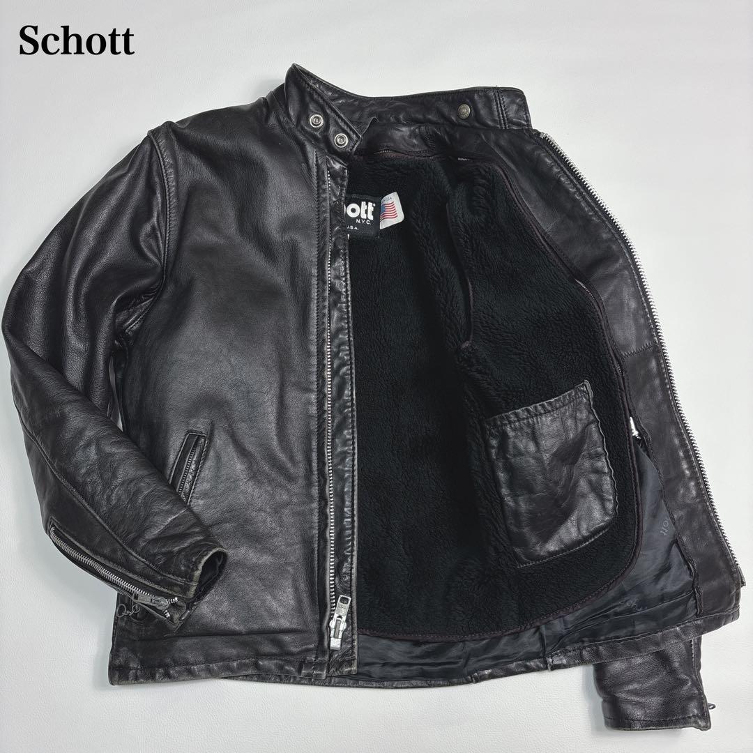 ショット 141 ライナー シングルライダース レザージャケット 34 黒