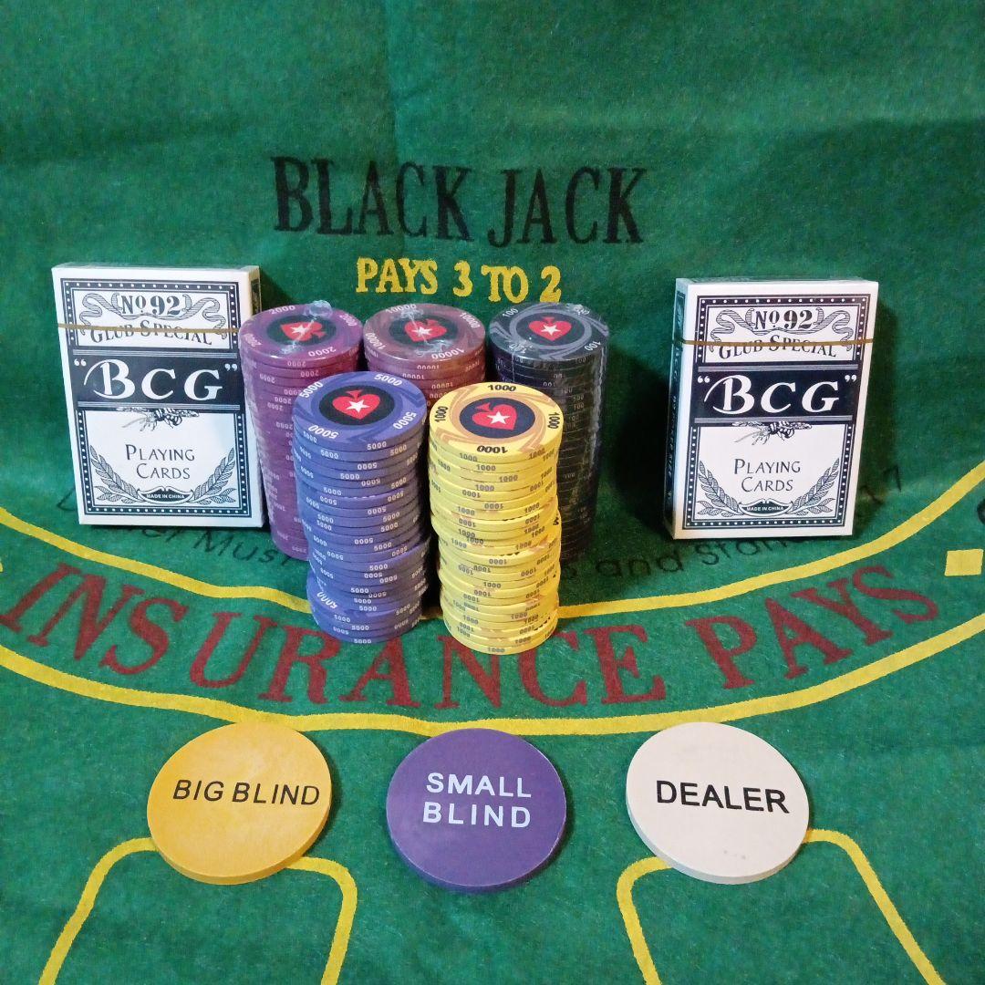ブラックジャック　カジノチップ　75枚　トランプ2個セット