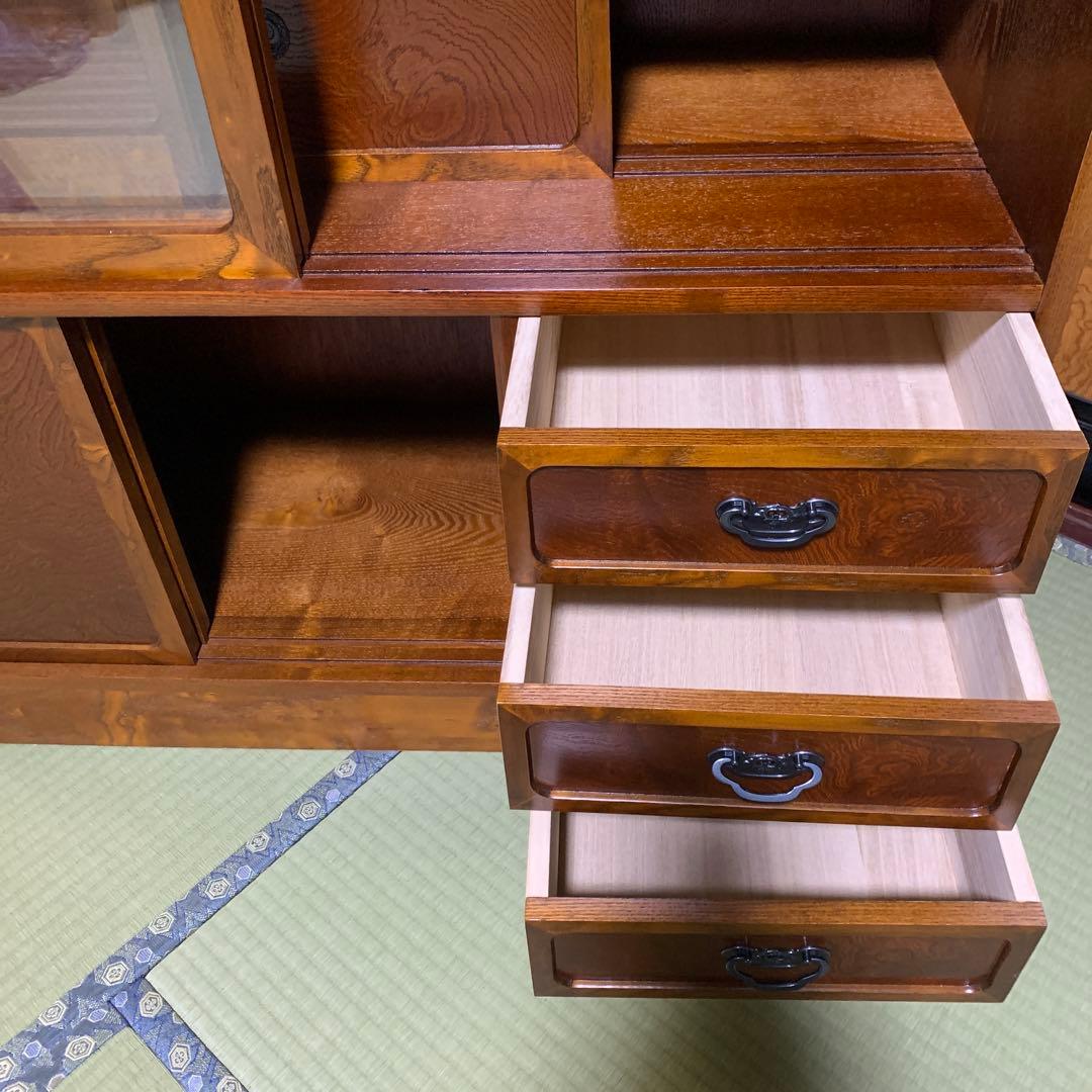 茶箪笥　和風収納棚 ガラス扉付き　アンティーク風　高さ約120㎝