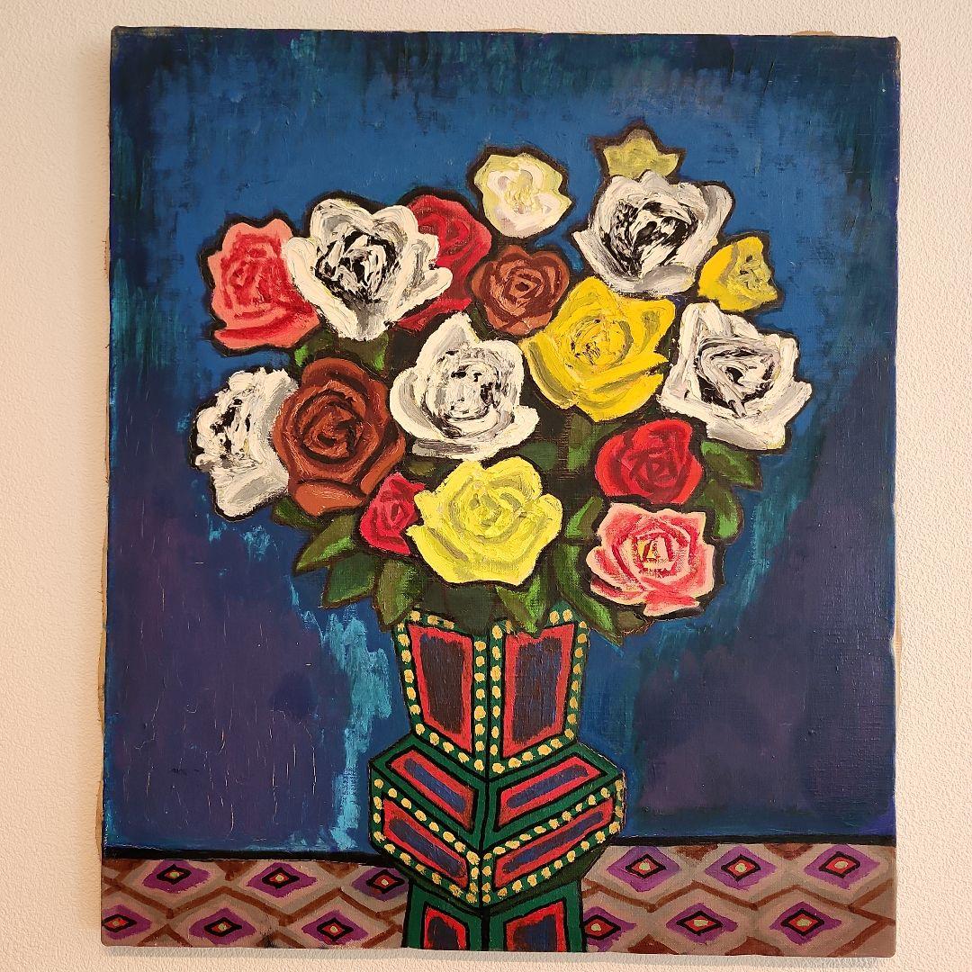 田渕眞兒　油絵　油彩　薔薇シリーズ　花　No.3