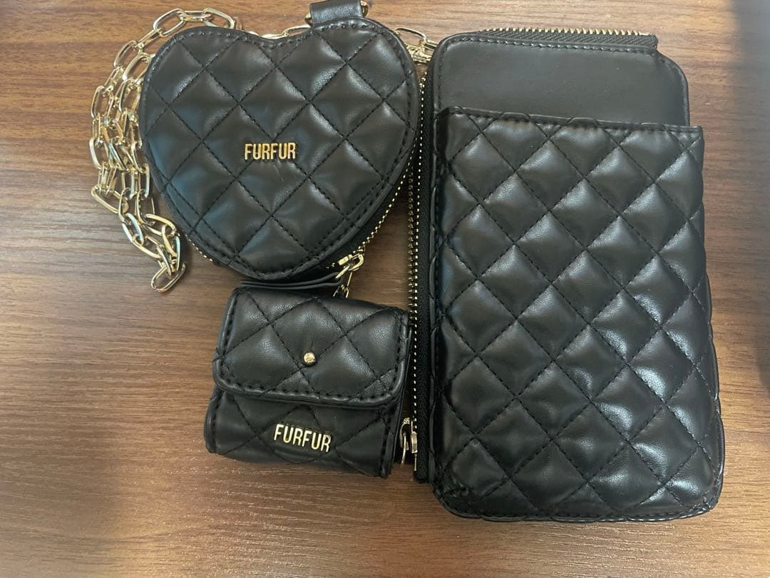furfur キルティング3SET マルチショルダー　ブラック