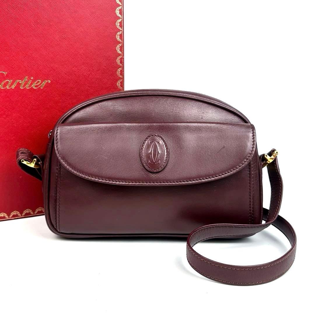 美品 カルティエ マストライン ショルダーバッグ 2way ゴールド金具 レザー