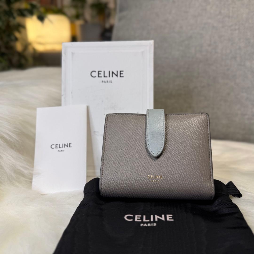 CELINE セリーヌ スモールストラップウォレット ペブル ミネラル