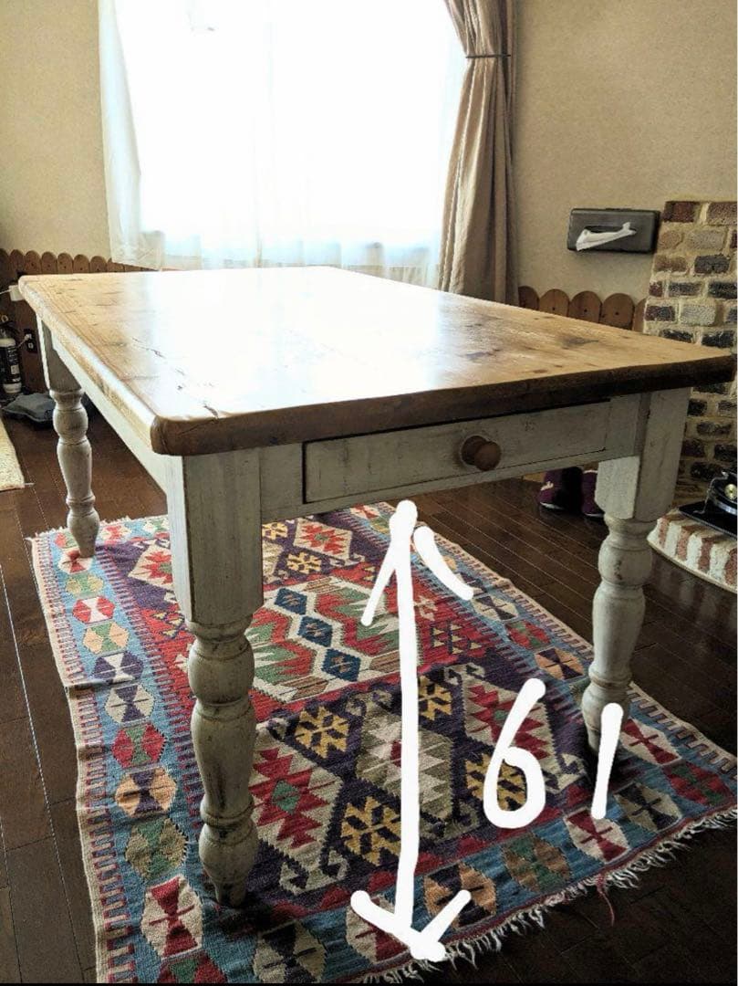 フランス　ヴィンテージ　アンティーク　ダイニングテーブル　オールドパイン　木製