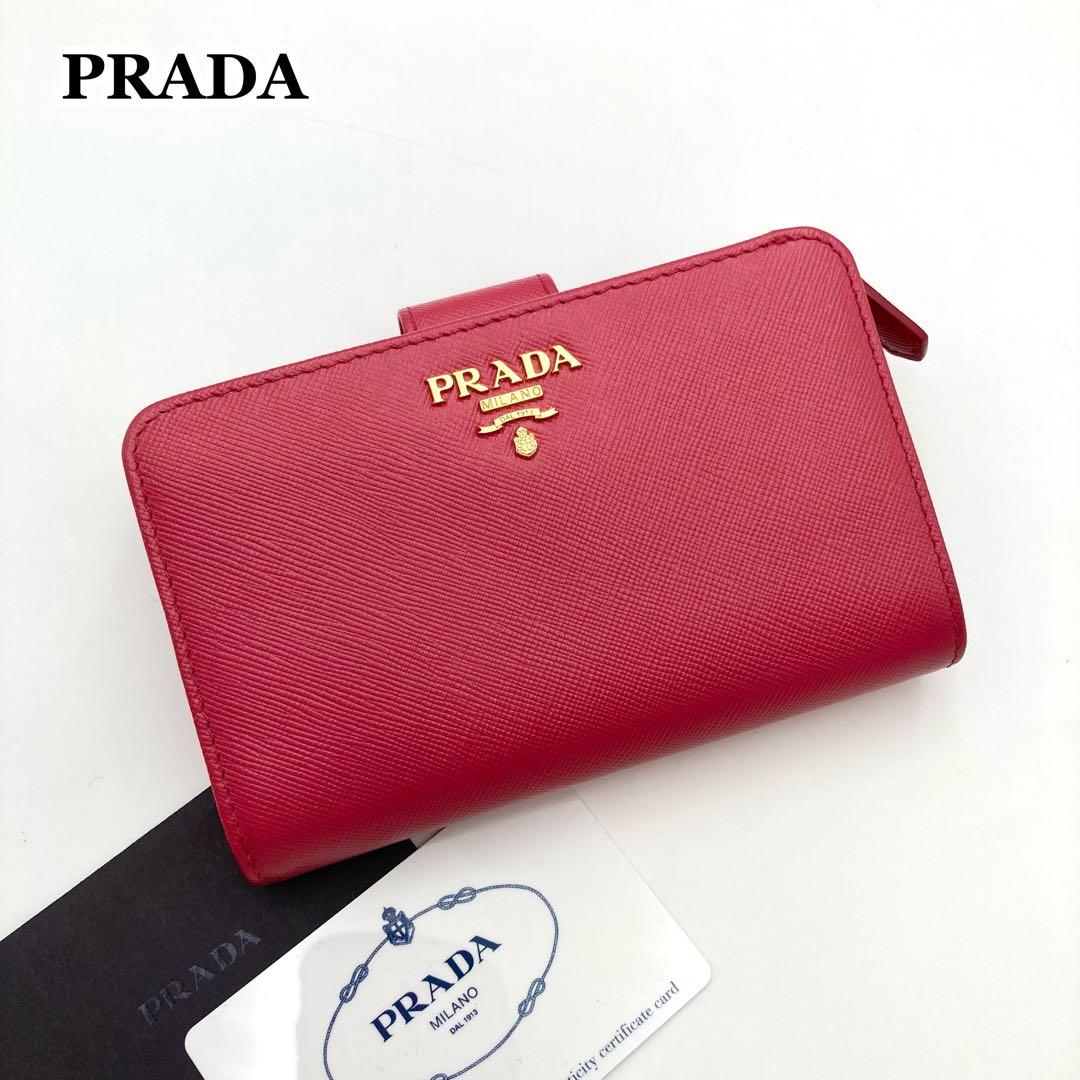さとみ✨PRADA 1M1225 二つ折り財布 ピンク サフィアーノレザー