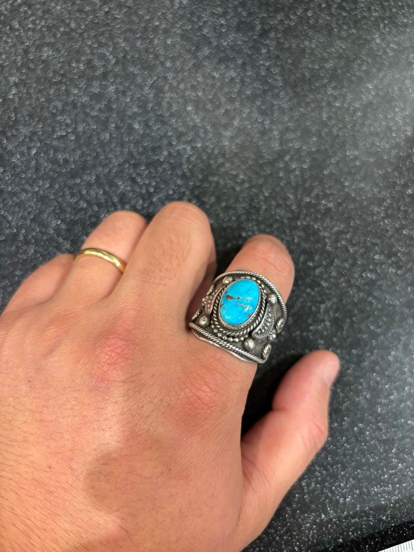 最終値下げ　Navajo ナバホ族　デルバートゴードン　ターコイズリング 25号