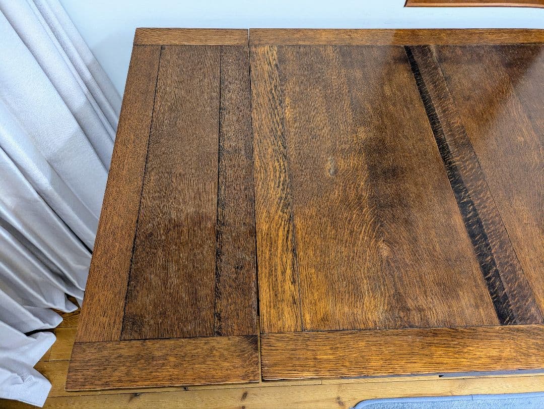 英国　アンティーク　ドローリーフテーブル　オーク材　拡張式　ダイニング