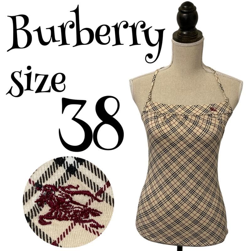 【高級】Burberry キャミソール ノバチェック ホースロゴ 刺繍 38