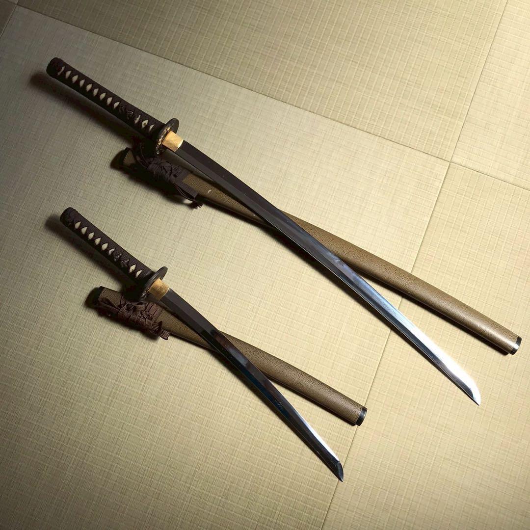 Js7 模造刀 日本刀 太刀 脇差 観賞用 大小 侍 刀 置物 昭和レトロ