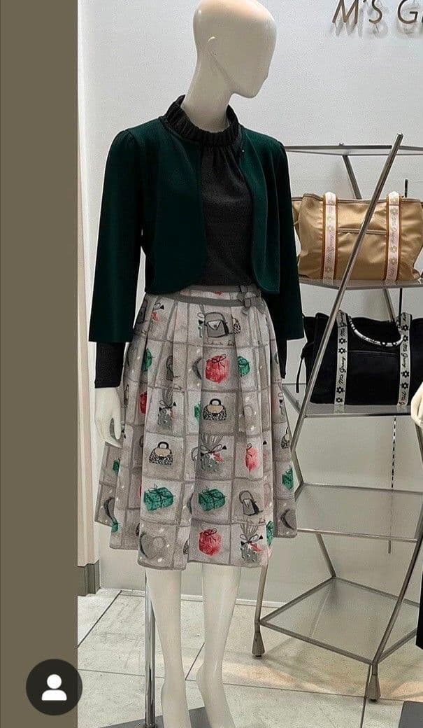 (未使用品タグ付き)エムズグレイシー40 　バッグプリントスカート