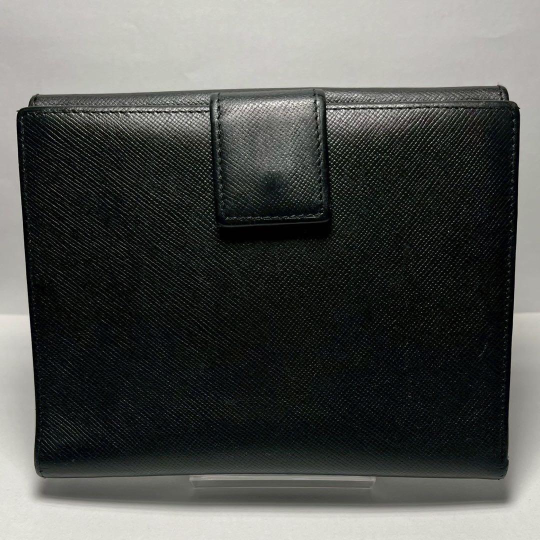 PRADA プラダ 二つ折り財布 三角プレート サフィアーノレザー ブラック