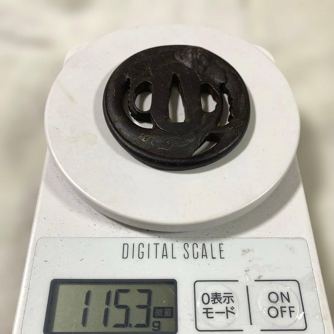 B-72 鍔　金象嵌　武具　刀装具　骨董品　時代物　日本　美術品　工芸品