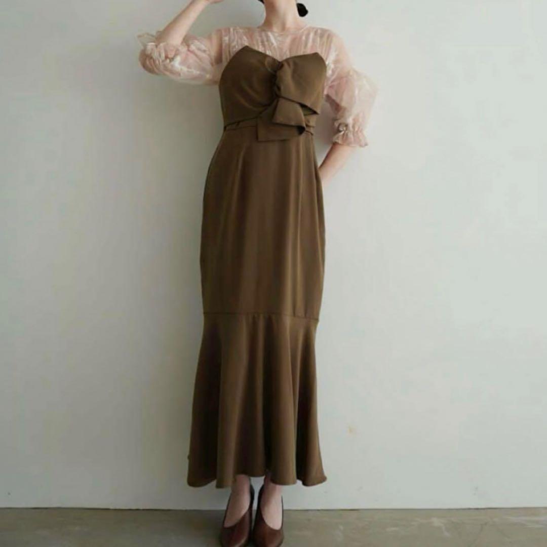 Acka sheer puff dress ブラウン　size2