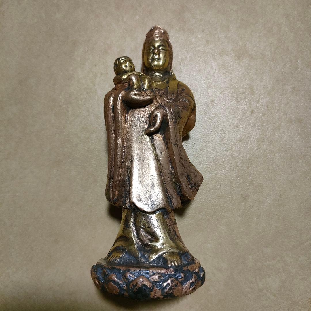 子供を抱いた観音様　慈母観音　時代物　骨董アンティーク　マリア観音No.183