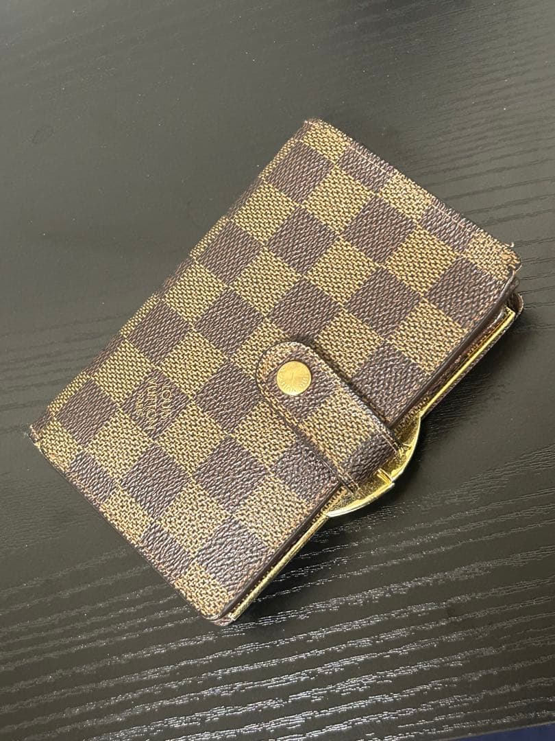 LOUIS VUITTON 2つ折り財布/レザー/WHT/チェック