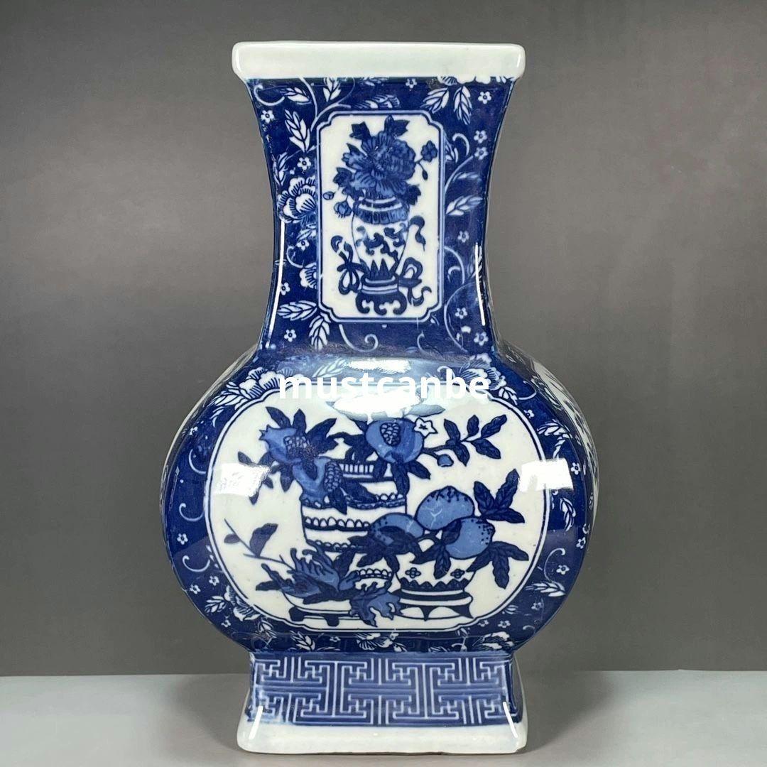 清乾隆青花寿桃紋花瓶 景徳鎮 陶磁器 装飾品 現代工芸品美術品 置物