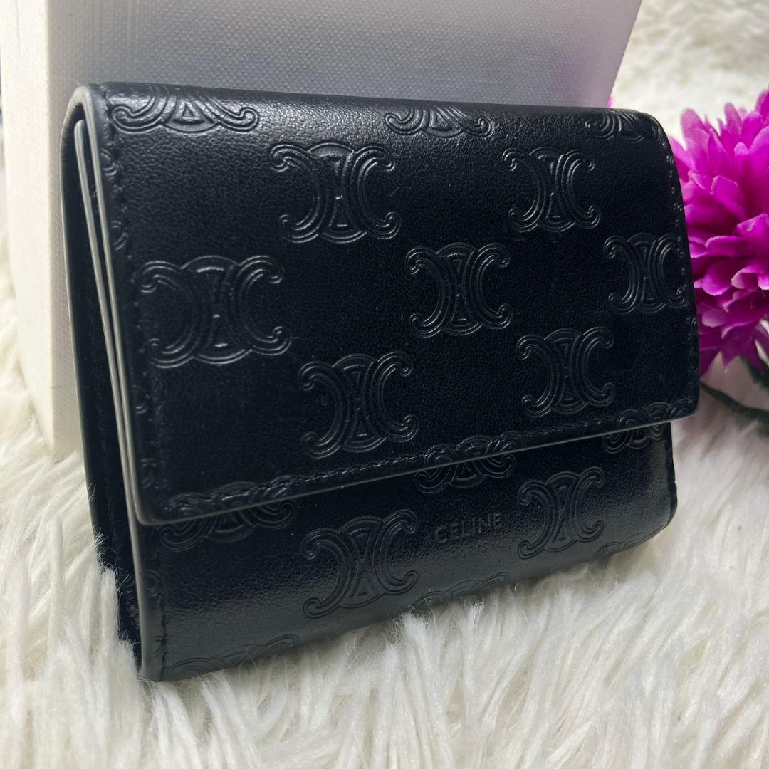 極美品✨️正規品✨セリーヌ スモールトリフォールドウォレット トリオンフ ロゴ