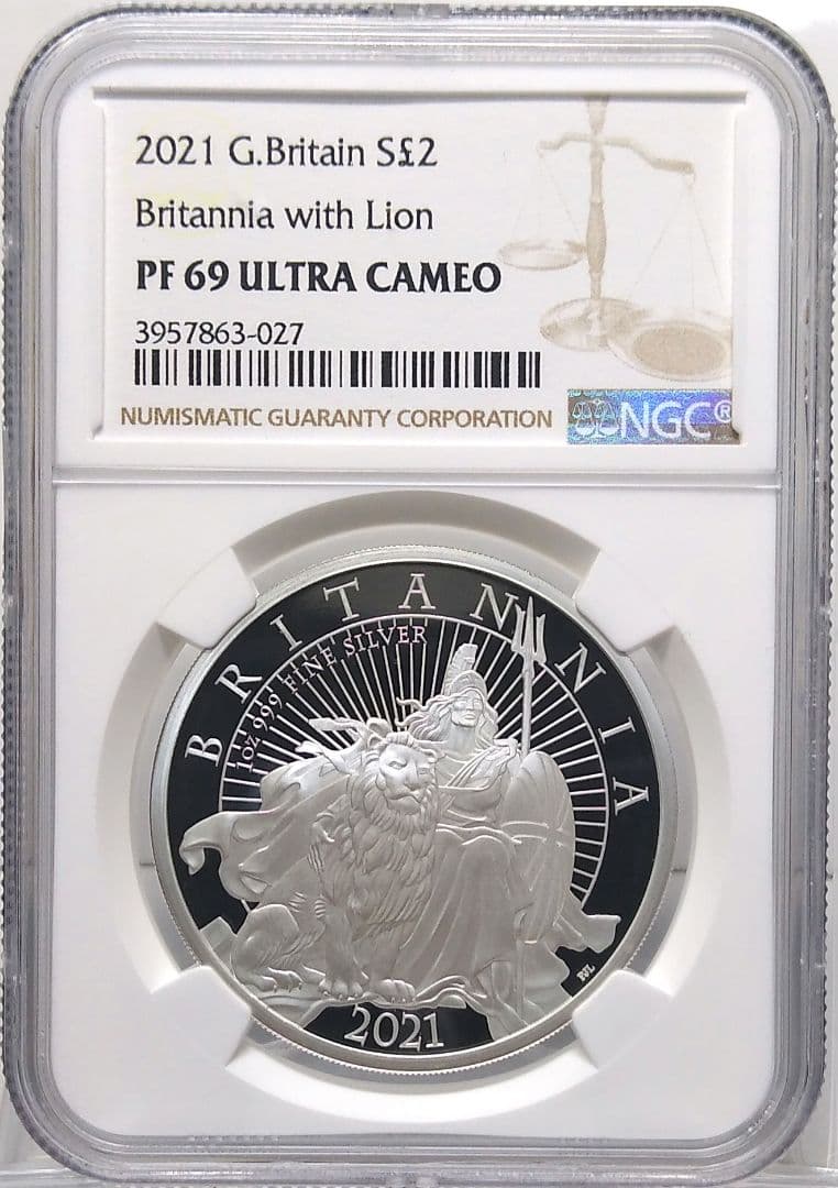 2021 ブリタニア ライオン 2ポンド プルーフ銀貨 NGC PF69UC
