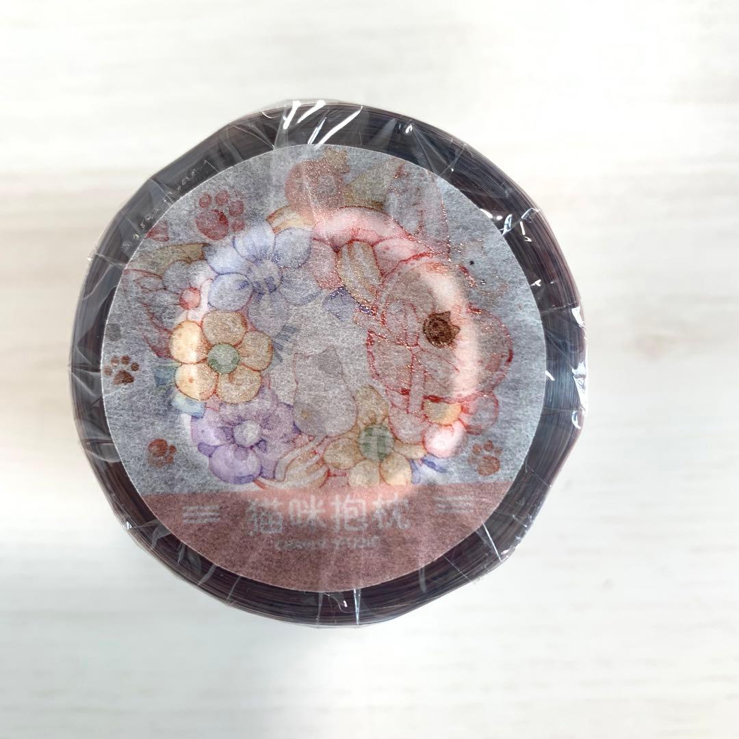 M1140.茶犁 猫咪抱枕 マスキングテープ 水晶PET