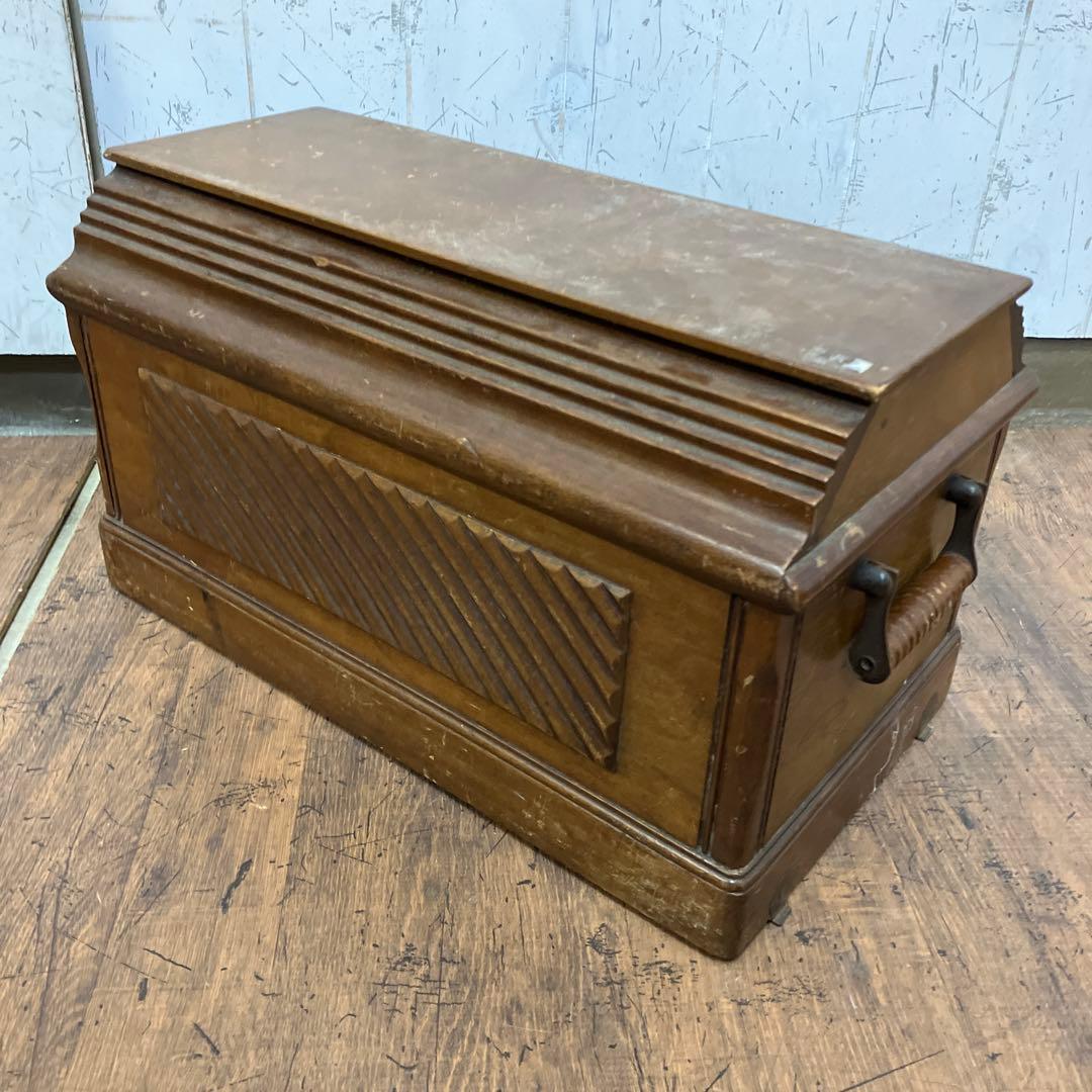 A-壁 昭和レトロ 木製ミシンケース ミシンカバー 収納ボックス 道具箱 木箱蓋