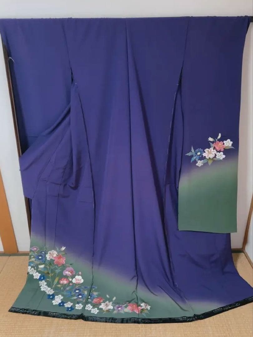 [未使用] 未仕立て 振袖 仮絵羽 刺繍 フラワーシーズン 着物 訪問着