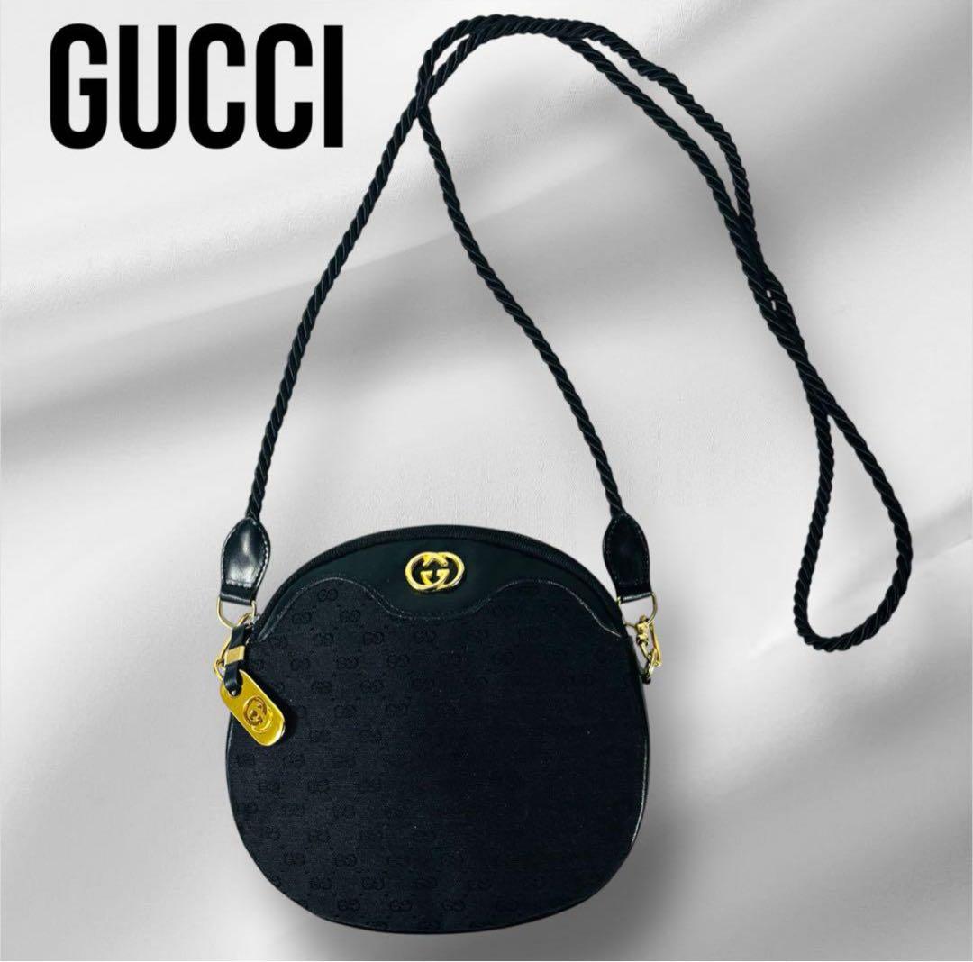 Gucci ショルダーバッグ ブラック　マイクロGG オールドグッチ　鑑定済み