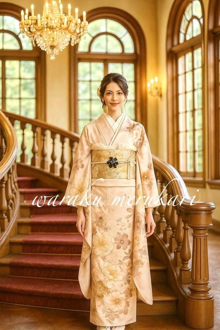 ◆豪華正絹振袖　くすみピンク、金駒刺繍、金彩加工