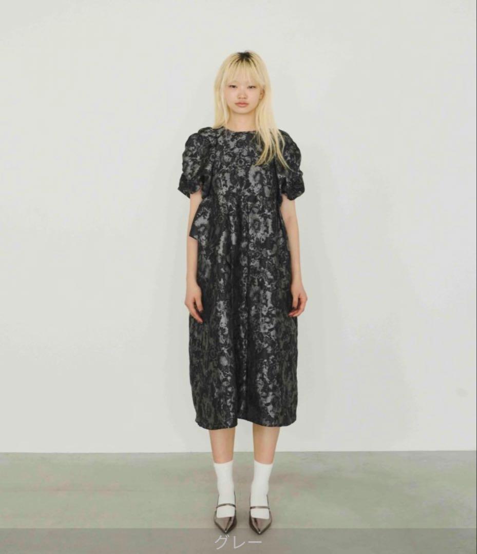 【美品】ANDRESD bubble sleeve jacquard dress
