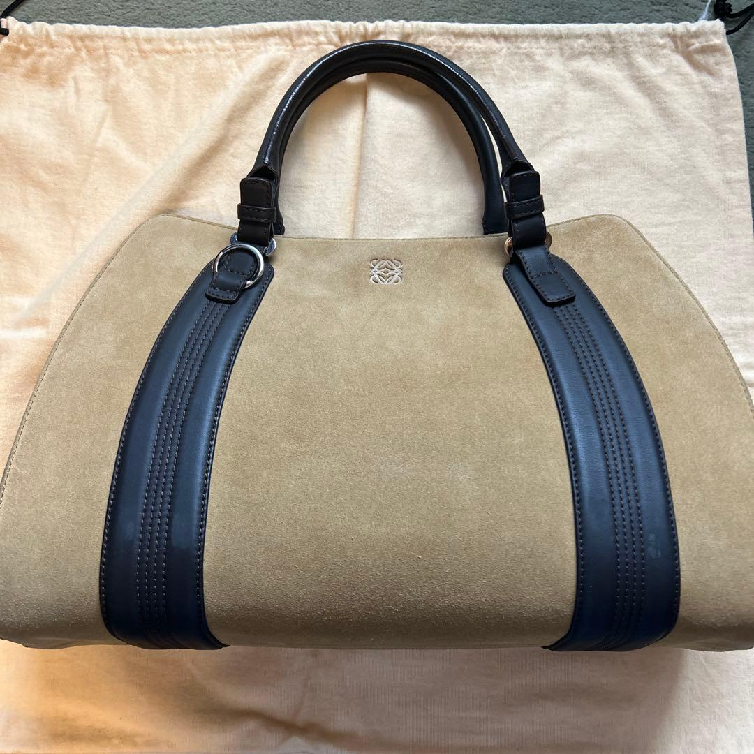 ロエベ トートバッグ ブラウン アナグラム スエードレザー