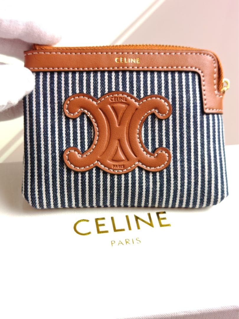 CELINE ストライプ ケース　小銭入れ