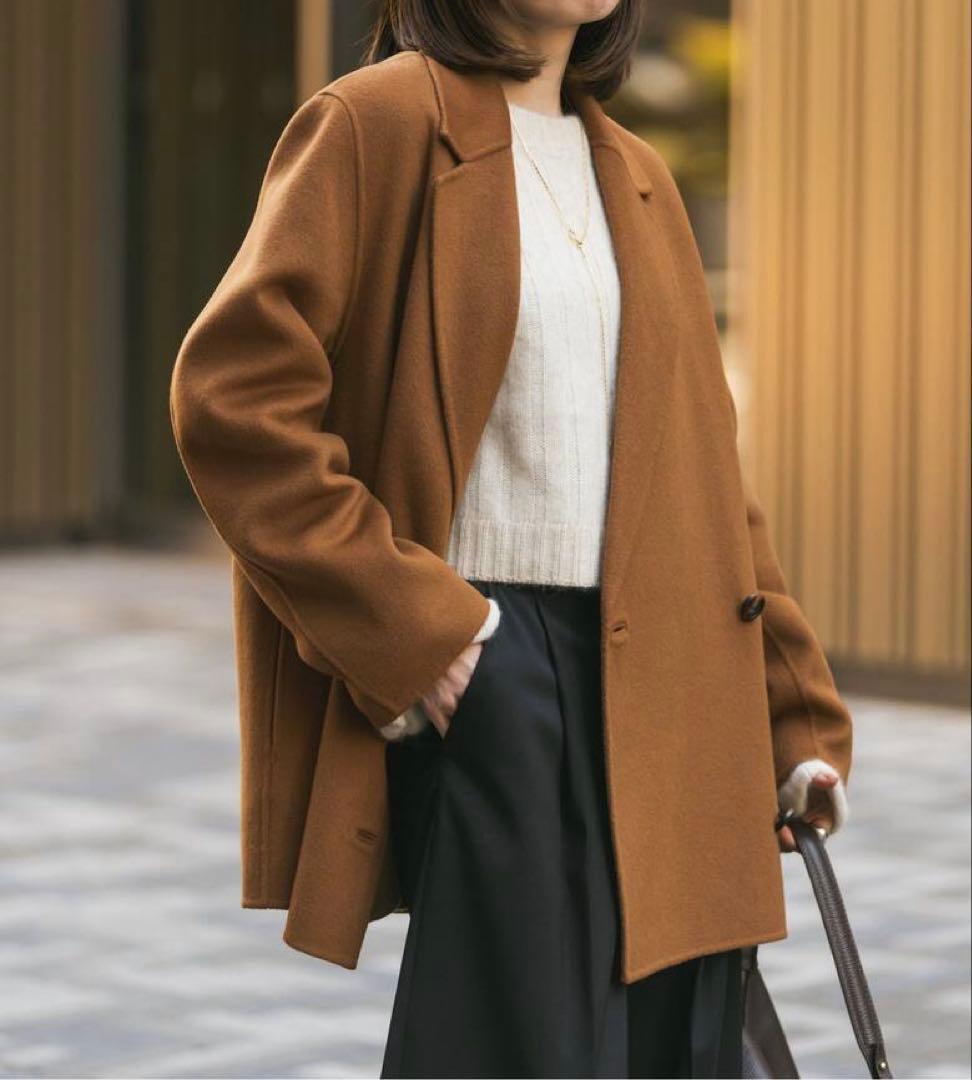 【新品タグ付】Super160sチェスターミドルコート36キャメル