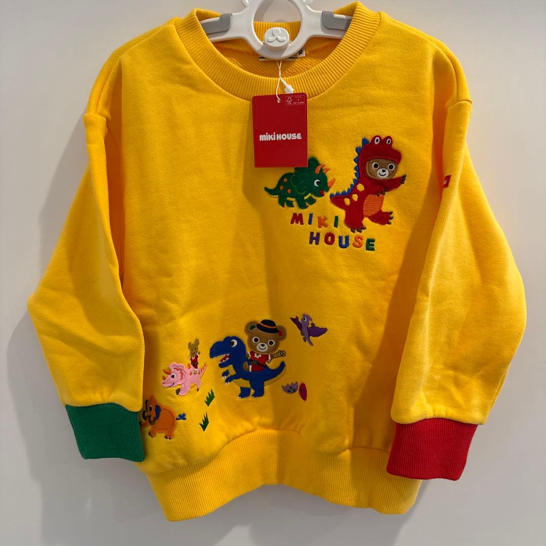 【美品】ミキハウス　トレーナー　恐竜　100 イエロー黄　子供　プッチー